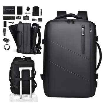 Rucksack Business With USB Anti-Thief Nylon Travel Backpack For Men Laptop Foldable Backpack Expandable Travel Smart Backpack