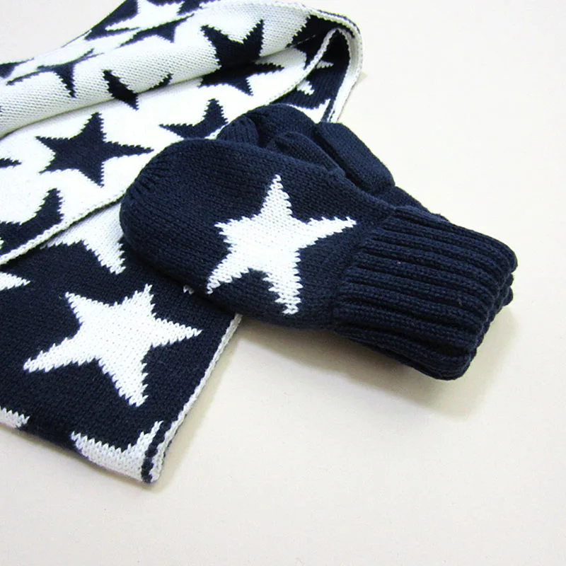 
Горячая Распродажа, индивидуальные зимние женские вязаные акриловые перчатки с принтом звезд 