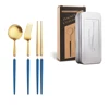 Palillos/tenedor/cuchara_oro+azul