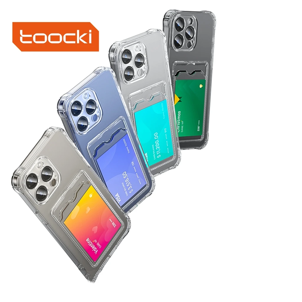 Toocki Premium TPU Case Card Storage Shockproof Wireless Charging for Daily Shopping