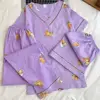 H3509 oso morado [juego de tres piezas con cuello en V]