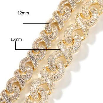 UWIN Iced Out 12mm Baguette CZ Infinity Miami Cuban Link Chain