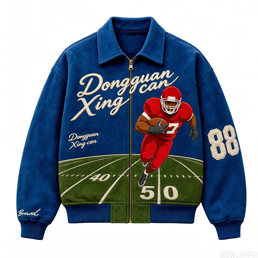 Indywidualna kurtka baseballowa w stylu vintage z haftem z flocku na klapie i zamkiem błyskawicznym, męska kurtka sportowa z haftem na tkaninie typu terry, modna kurtka treningowa ze 100% bawełny