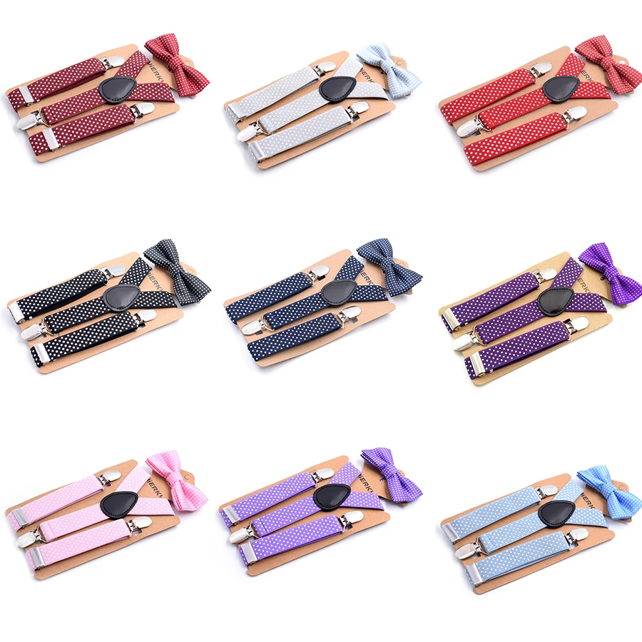 Детские подтяжки с галстуком-бабочкой, модный детский комплект с галстуком-бабочкой, подтяжки для мальчиков и девочек, регулируемые подтяжки, аксессуары для детских свадебных галстуков