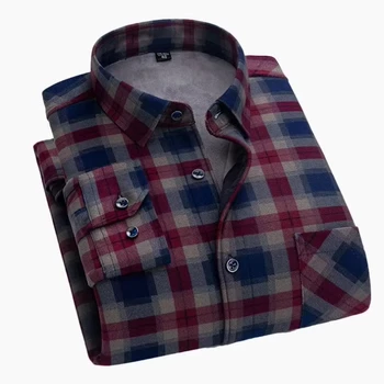 Plaid slim fit 100% cotton business casual plus size long sleeve men's shirt