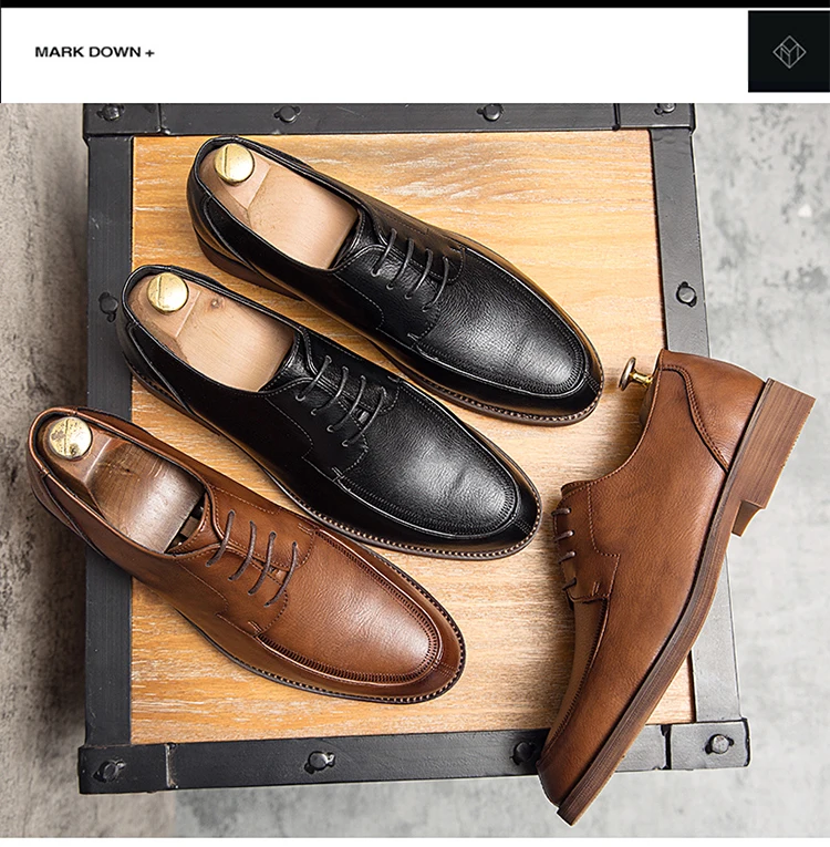 2022 Formal Shoes Men Italian Brand Genuine Leather Shoes Oxford Dress