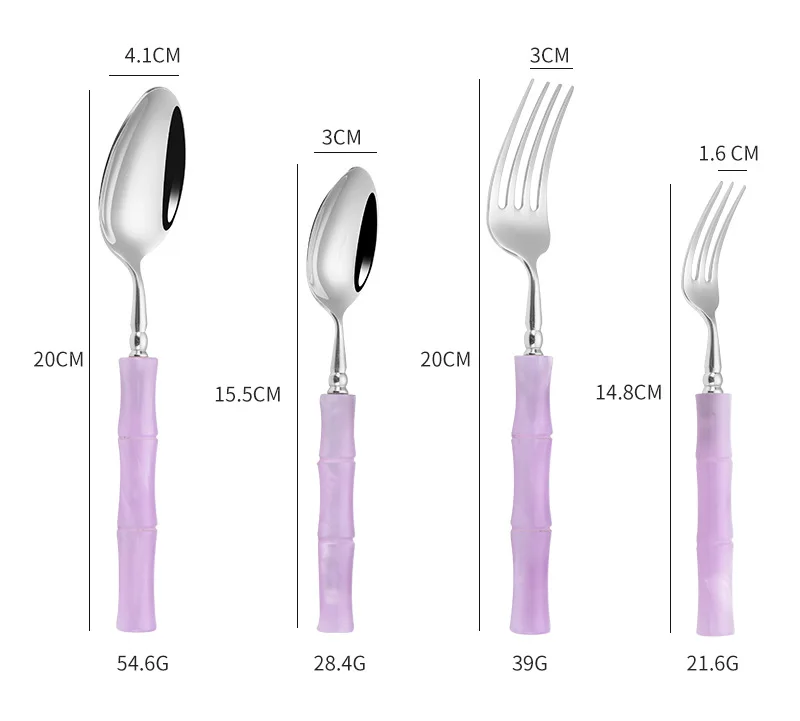 High Quality 18/10 Flatware Set Violet Acrylic Handle Stainless Steel Knife Fork Spoon Silverware Restaurant Cutlery Set
