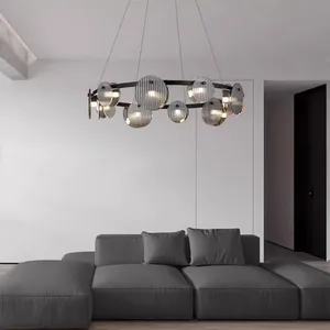 Italian Modern Nordic High-Class Glass Lamp Chandelier Minimalist Design for Living Room Bedroom High-Class Pendant Lights