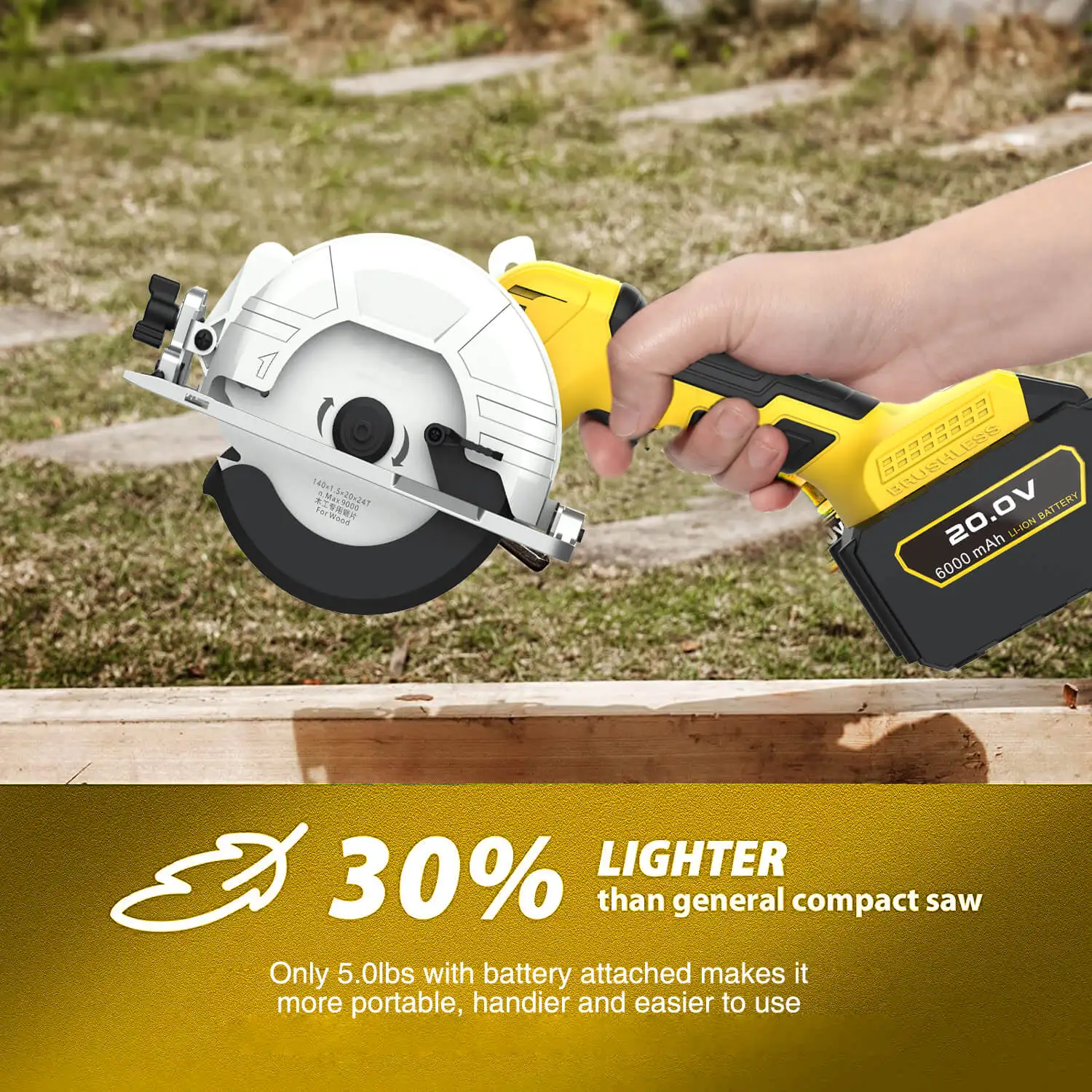 Cordless 20V 140mm Brushless Cordless Circular Saw Power Tools - China Circular  Saw, Power Tools