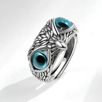 Hot Sale Vintage 925 Rings Women Sterling Silver Adjustable Punk Silver 925 Owl Rings