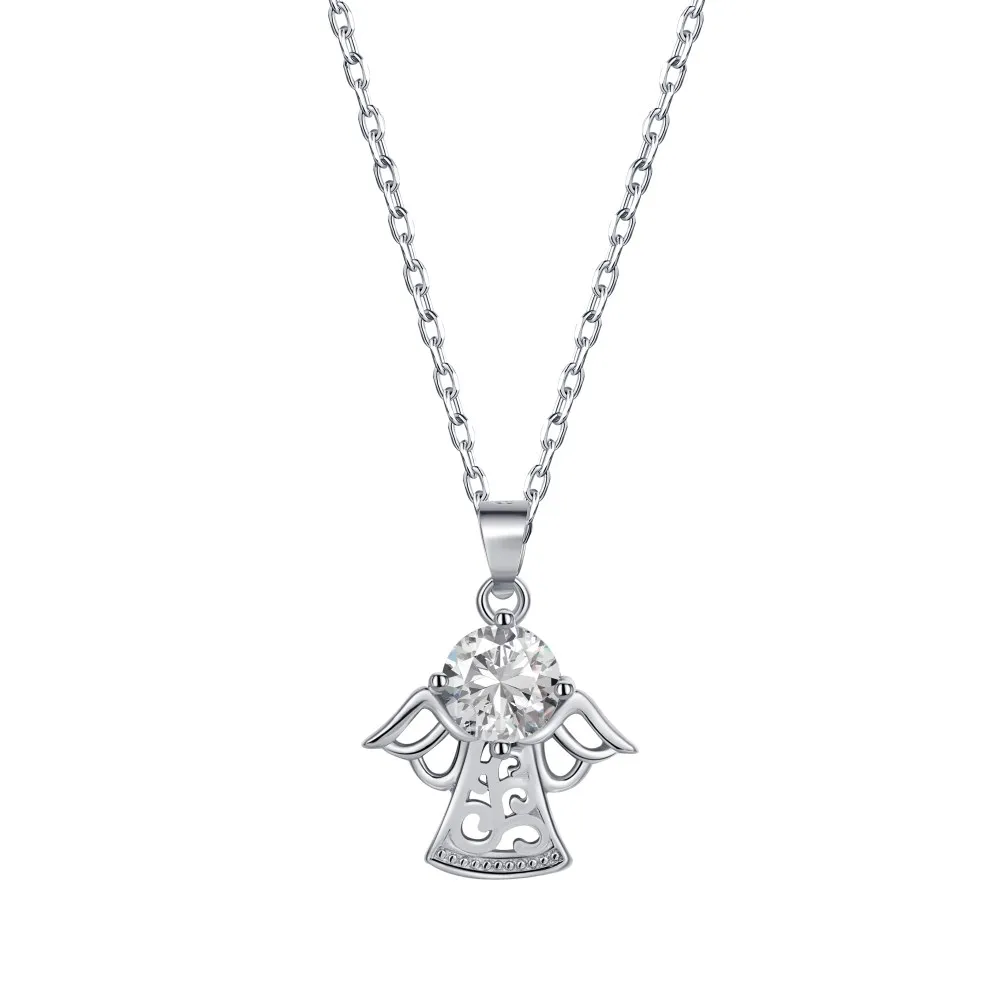 KAKODIY Customized Hypoallergenic Nickel-Free 925 Sterling Silver Children's Children's Jewelry 5A Cubic Zirconia Angel Pendant Necklace detail 1