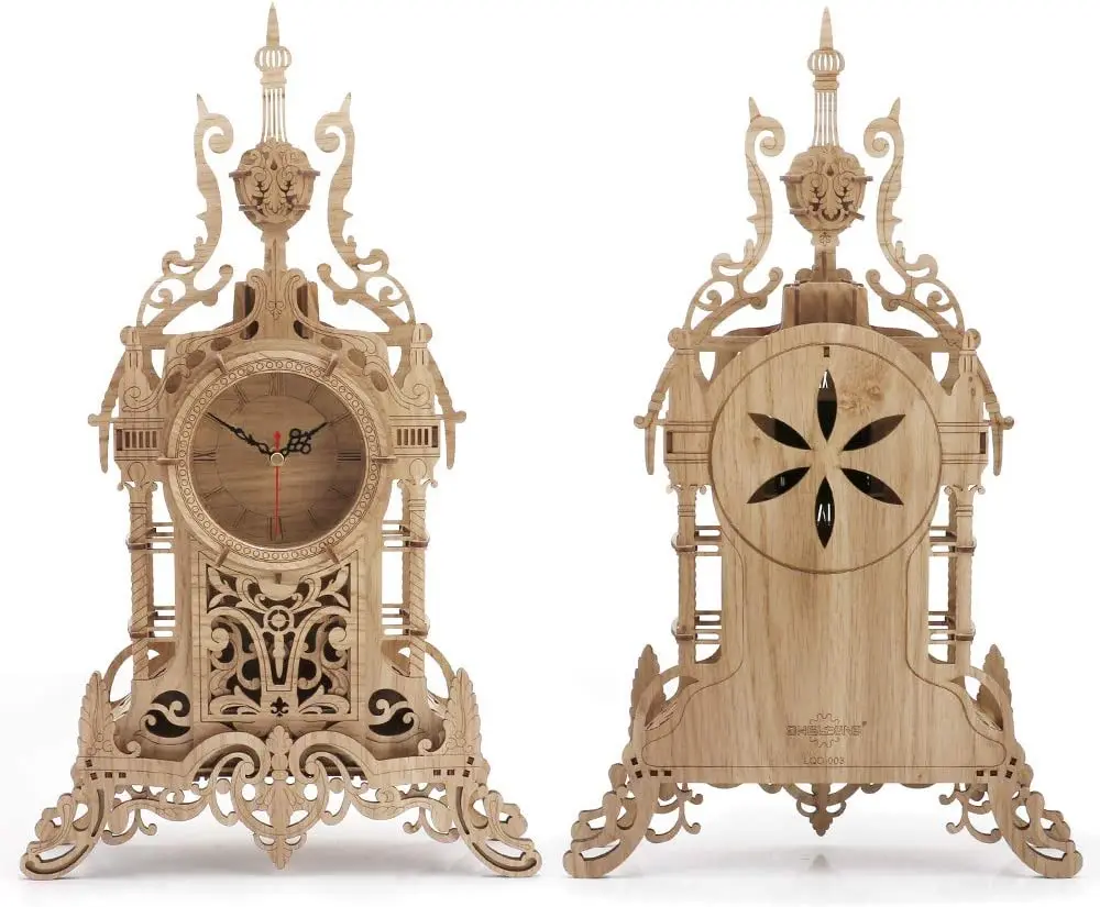 Tower Desk Clock 3D Wooden Puzzle Clock Model Kits for Adults 