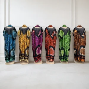 Wholesale New Fashion Loose Casual Print African Plus Size Muslim Robe Dress
