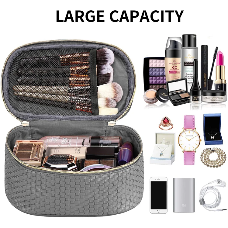 Косметические мини-банки Внутри компактный чехол сумка для макияжа из искусственной кожи с окошком