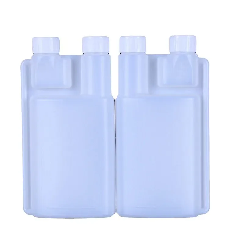 100ml 250ml 500ml 1000ml Hdpe Dosing Measuring Plastic Double Two Dual Chamber Twin Neck Bottle with Screw Cap