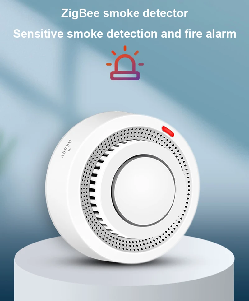 Smart Smoke Sensor Tuya App Zigbee Fire Alarm 80db Triggers Safety