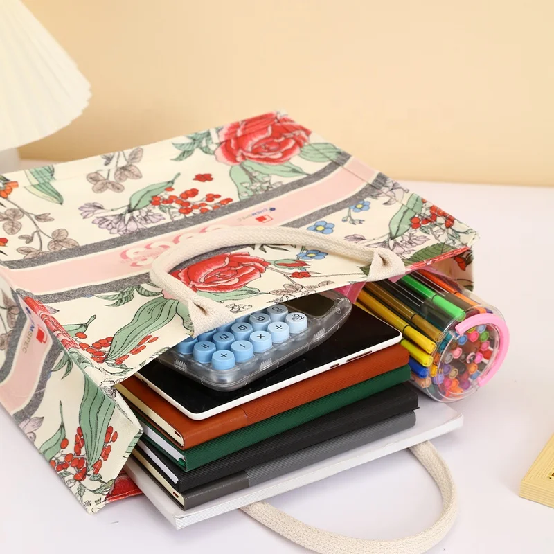 Xien Custom Printing Designer Luxury Large Capacity Women Canvas Book Tote Bag for Ladies
