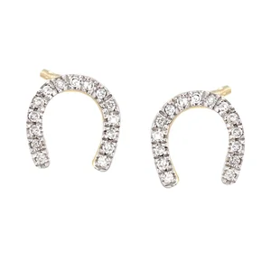 Cubic Zirconia 925 Sterling Silver Horseshoe Stud Earrings Jewelry for Women