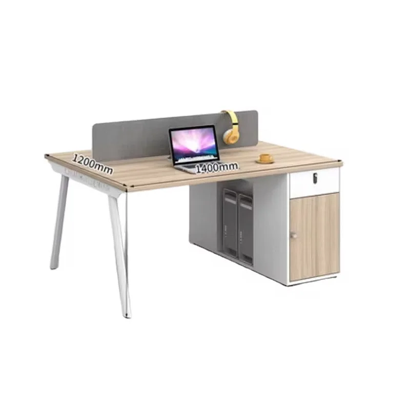 Modular Officeworks Table 1.4 Meter Steel Frame Wood Tabletop Modern