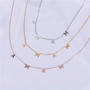MW Wholesale 18K Gold-Plated Stainless Steel Mom Letter Necklace: Tarnish-Free & Waterproof Best Wish Mom Gift