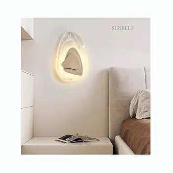 B3717 Exclusive release travertine nordic LED glass hotel bedside living room wall lamp new coming wall light bedroom