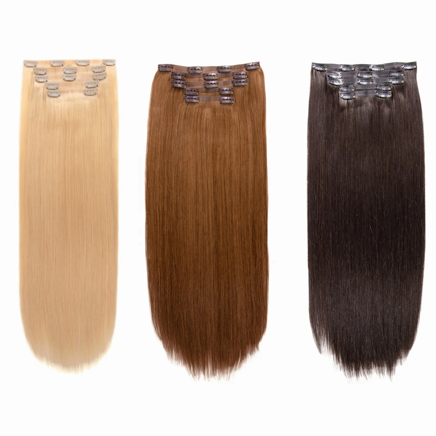 Wholesale Europen Russian Clip In Human Hair Extensions Virgin Remy Seamless Clip In Hair Extensions