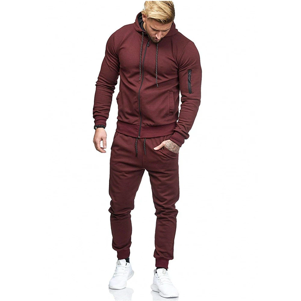 cheap custom gym slim fit plain tracksuit winter sport men track