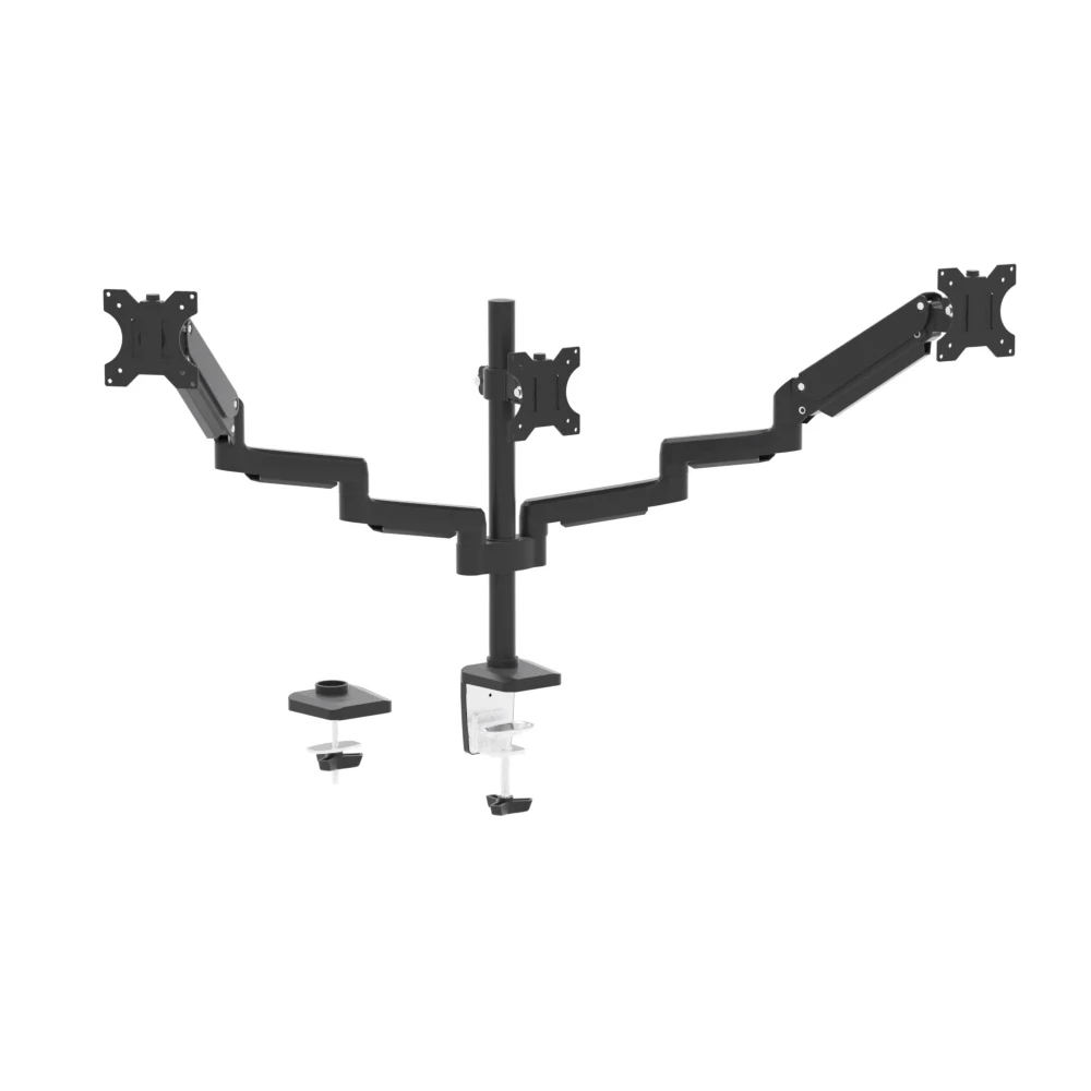 CHARMOUNT Height Adjustable Triple Monitor Arm 3 Three Extended Monitor Stands Desk Mounts