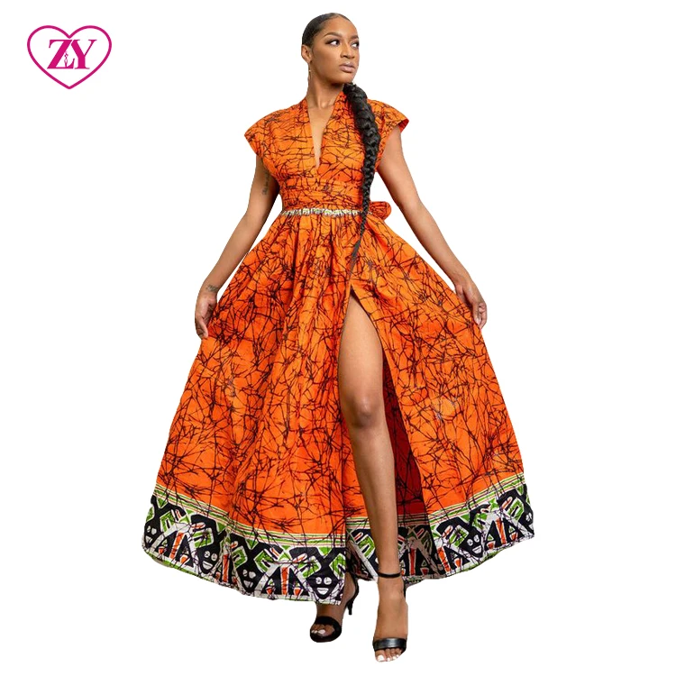 slim fit dress slacks Front Mesh Panel African Print Sleeveless Maxi Dress main image 1
