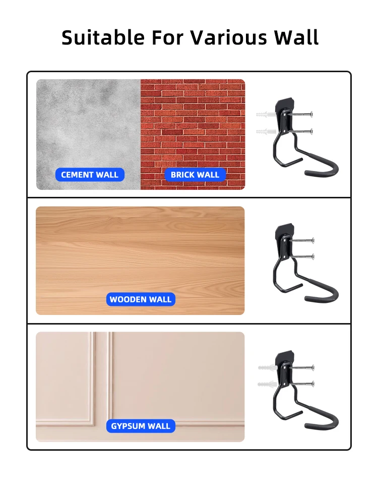 Multi-Purpose Modern Wall Mount Metal Kitchen Garage Storage Rack Hooks for Hanging Garden Tools Bulk Items Outdoor Use Durable supplier