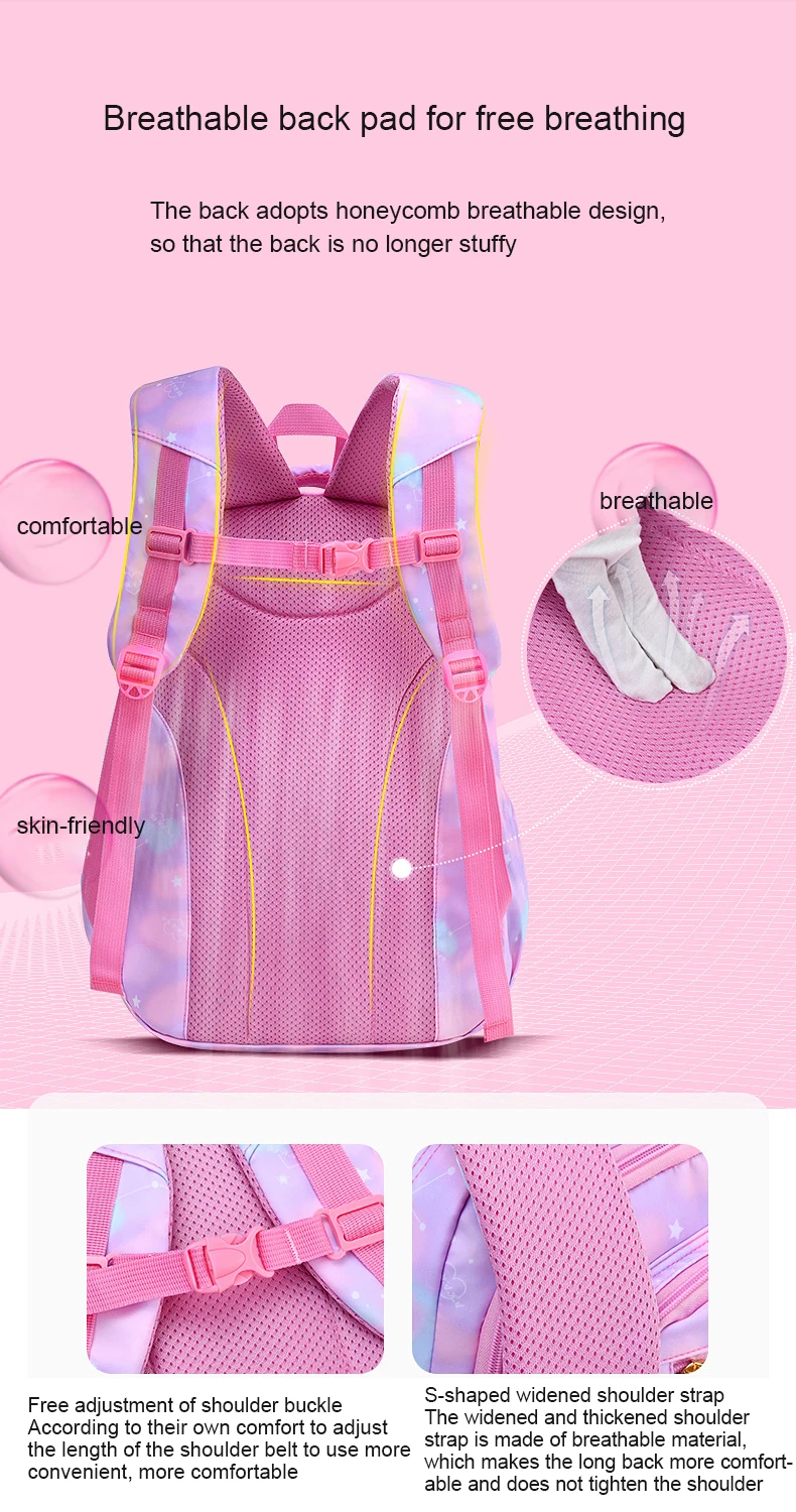 Sac à Dos Scolaire PROTAURI 3 Pièces - 46x31x23cm - Isotherme Inclus - Filles 8-14 Ans - 0.6kg