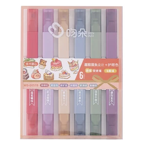 Wholesale 240 Sets Per Carton High-Appearance Double-Head Highlighter Oblique Watercolor Pen Girl's Hand Account School