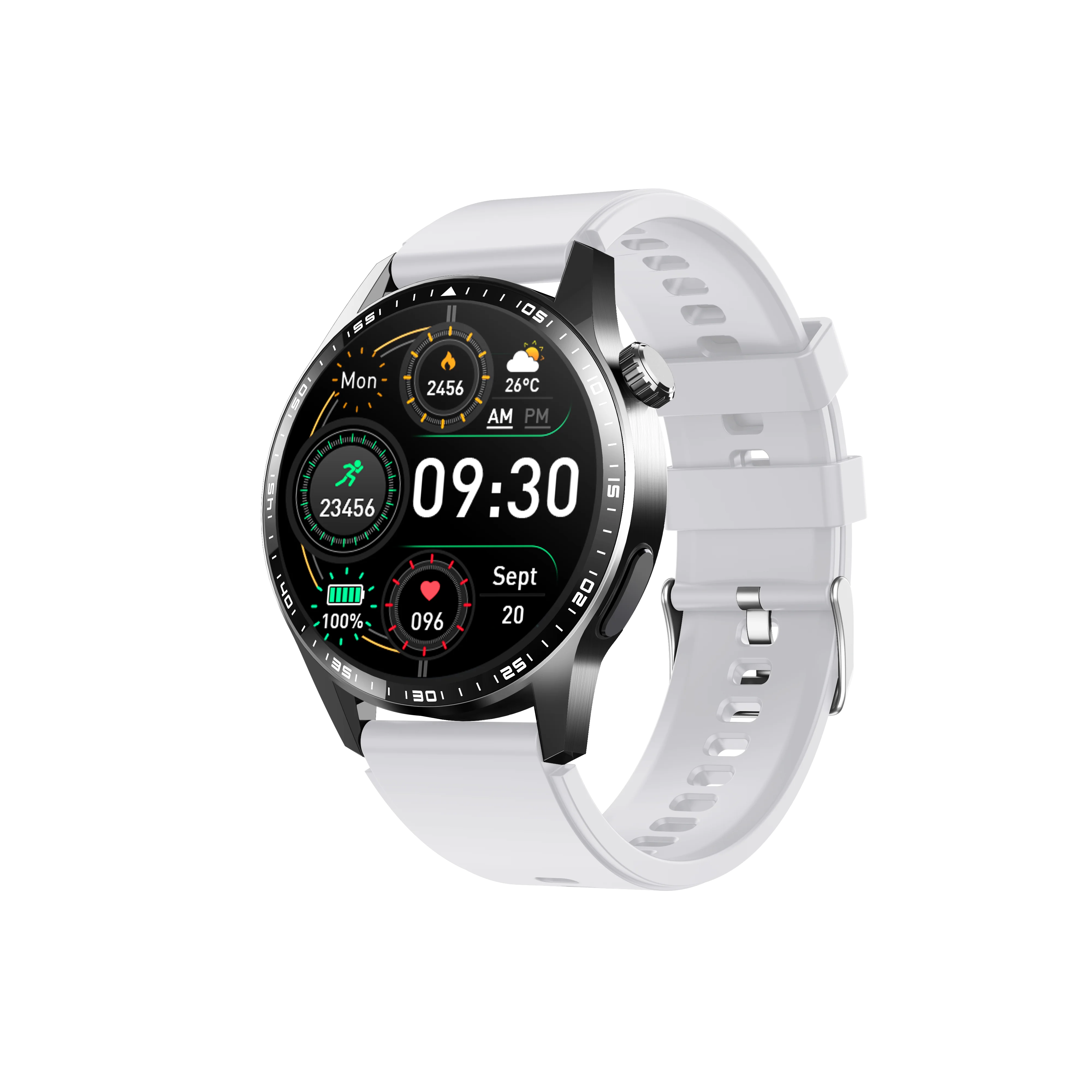 Titanium Alloy Case Smart Watch 1.55'' IPS Full Screen Heart Rate Blood Pressure Monitor Body Activity Tracker Silicone