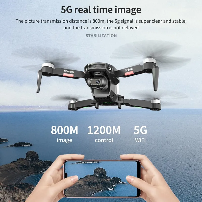 Newest X2-pro3 4k Drone 3-axis Gimbal 5g Wifi Fpv Gps Quadcopter ...