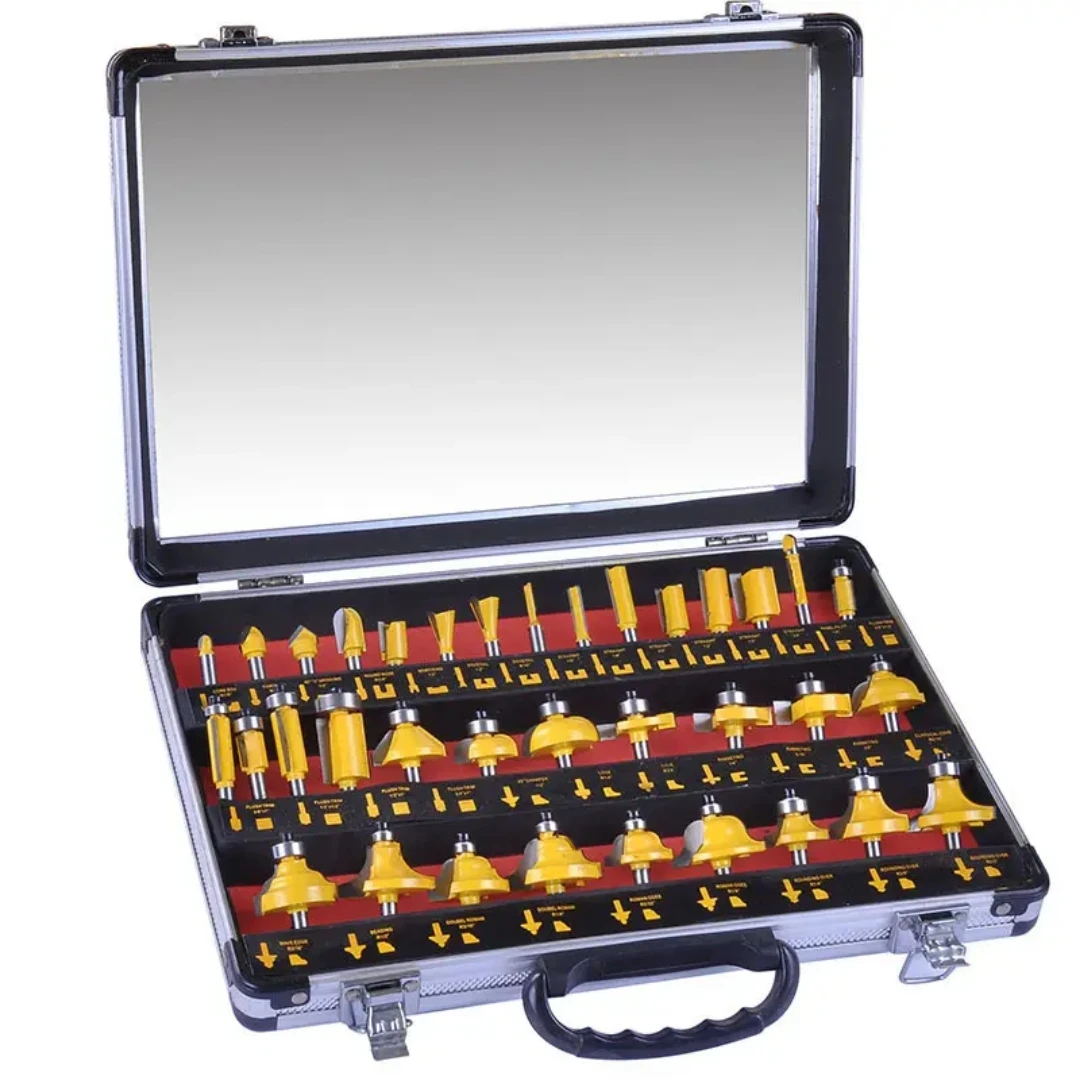 TEBAK Woodworking Milling Cutter Set 100 Pieces Set Trimming Machine Engraving Machine 1/4 Small Handle Milling Cutter