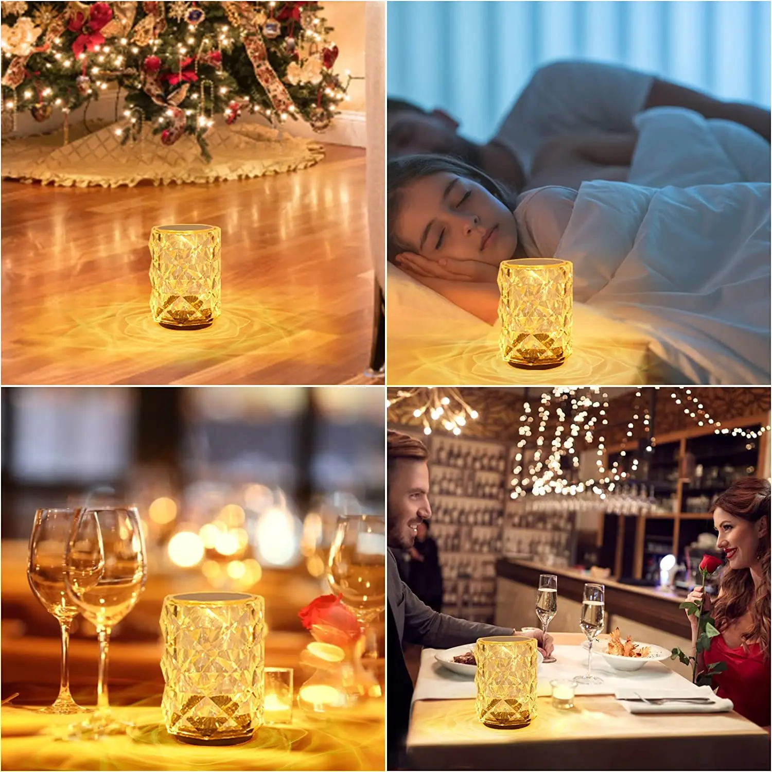 クリスタルランプRGBカラーチェンジングナイトライト16色 & 4モード