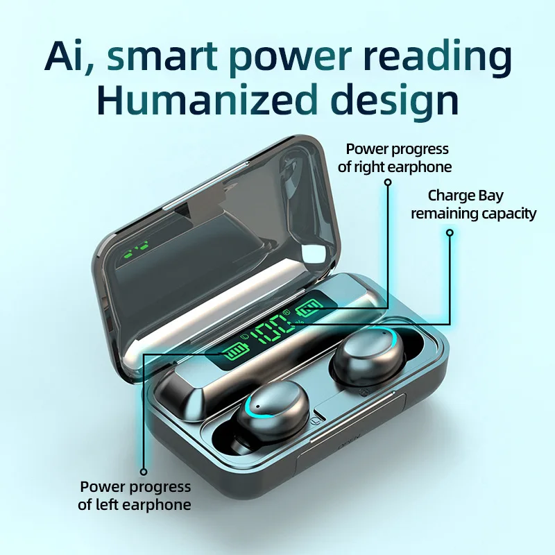 F9-5C TWS Wireless Earphone 5.3 Blue Tooth Free Shippings Items Headphones Sport Waterpr aperçu 4