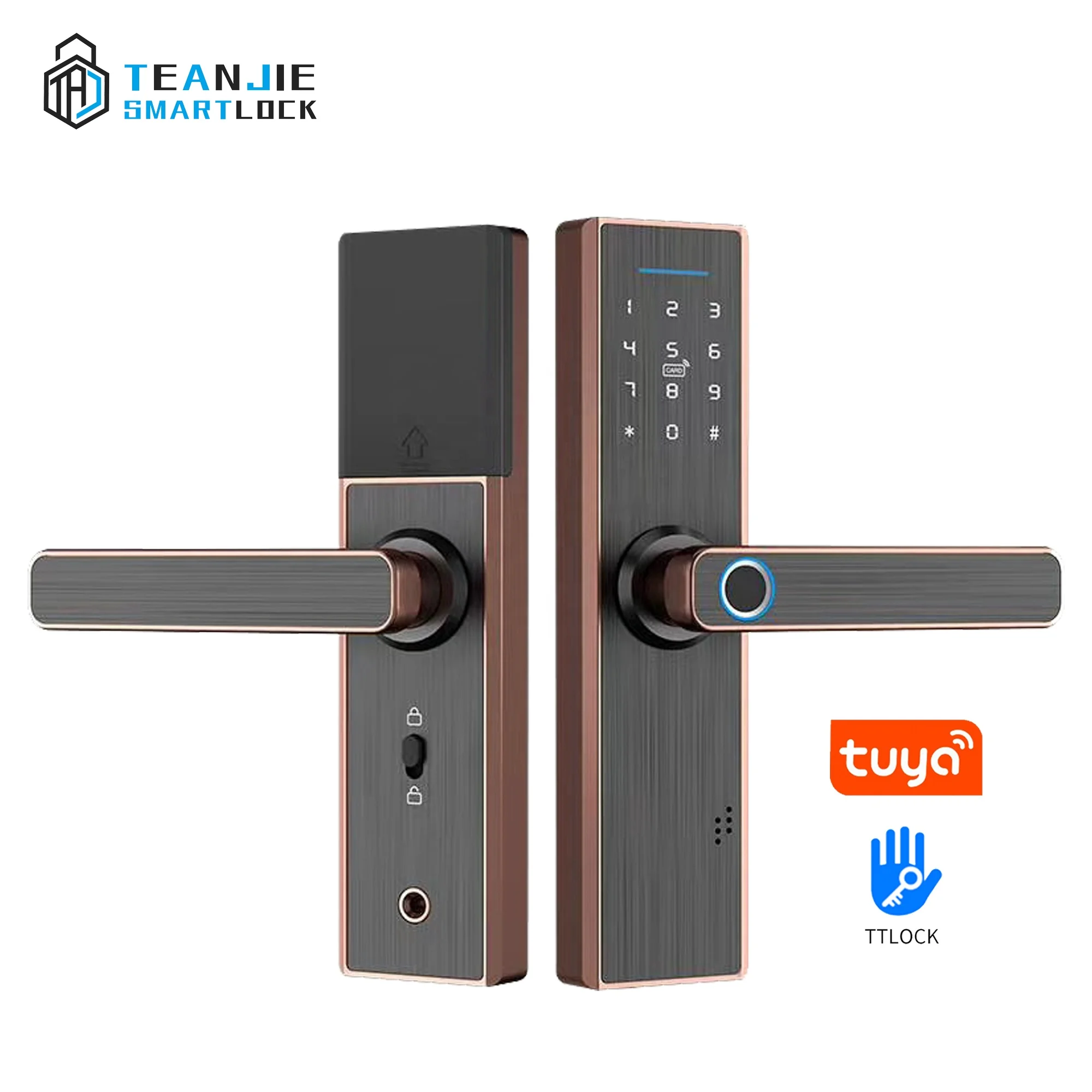 Aluminum Alloy Fingerprint & Keyless Password Smart Lock Waterproof Outdoor Digital Door Lock with Wifi Doorbell for Wood Door