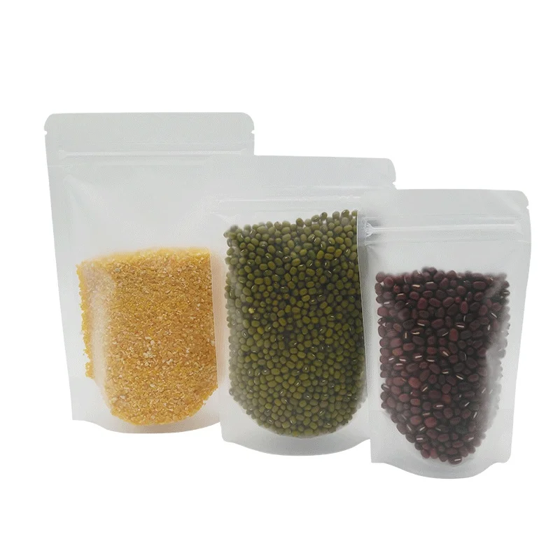 100pcs Ziplock Matte Custom Packaging Plastic Bag with Own Logo 1kg Transparent Clearly Stand up Zipper Bag
