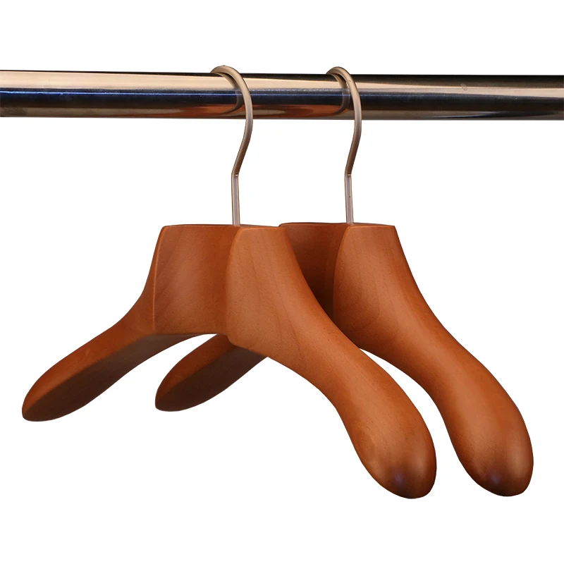 Elegant and Massive  Customize Beech  Wooden Coat Hanger Fancy Wide Shoulder Wooden Clothes Suit Luxury Hanger