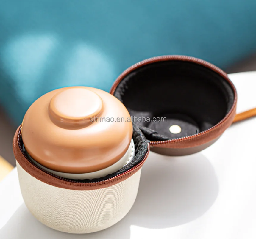 Cute Pine Cone Travel Ceramic Tea Set Portable Kungfu Tea Set for Travel Office Home
