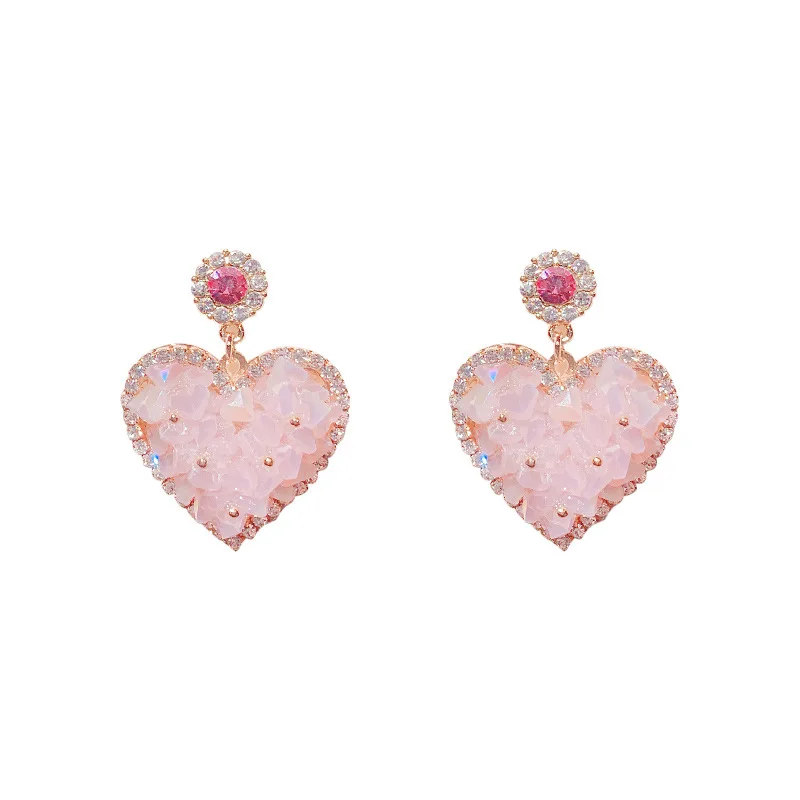 ●threetimes●Pink coin earrings★韓国の人気 ★日本未入荷 2023 New Exquisite Luxury Zircon Small Earrings For Women