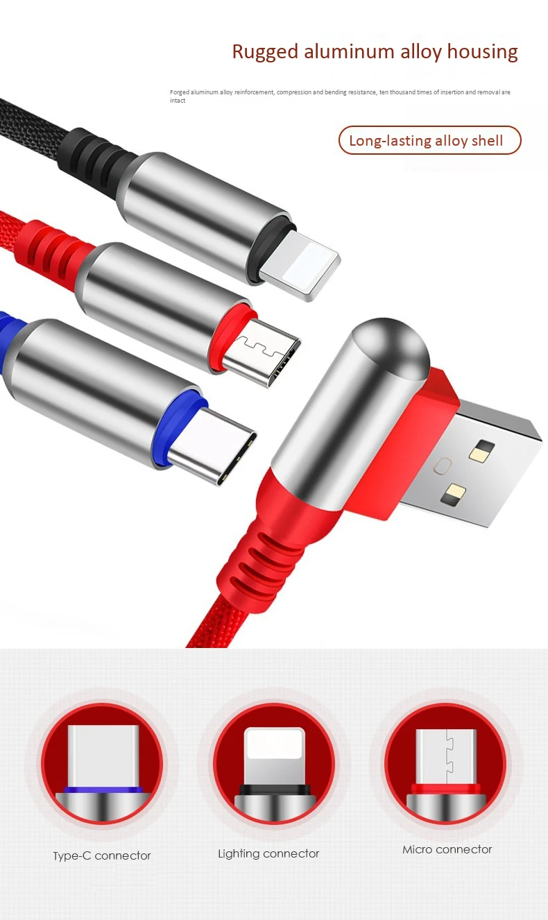 Products Nylon Braided Fast Charging Three in One Data Line - ANKUX.COM