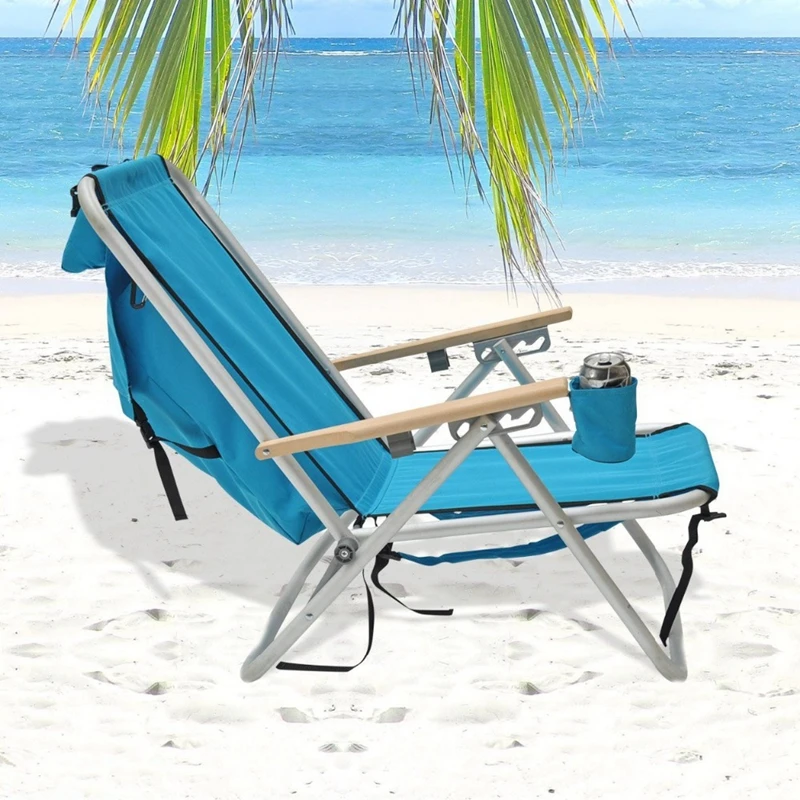 Aioiai Folding Beach Chair With Footrest,Fishing Chair With Rod Holder