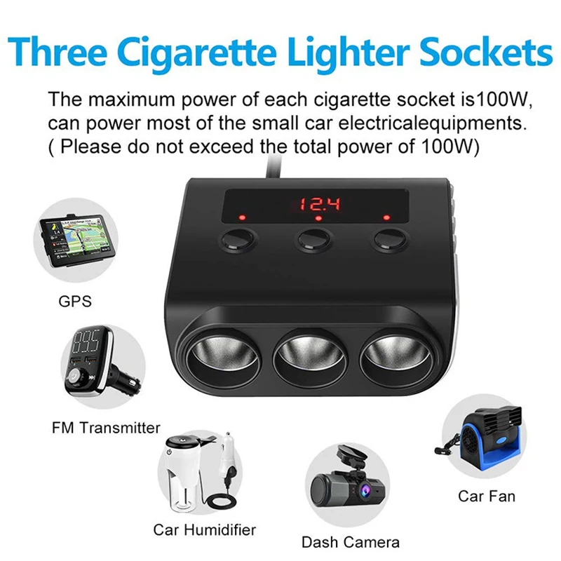 Presa accendisigari per auto DC 12V/24V USB 4 Way Power