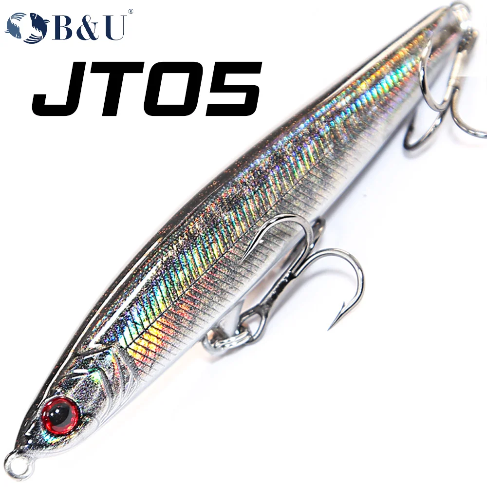 B&U JT05 Wholesale 3D Printed ABS Hard Plastic Fishing Pencil Lure for  Zander Sea Bass Salmon Big Game Saltwater River Use