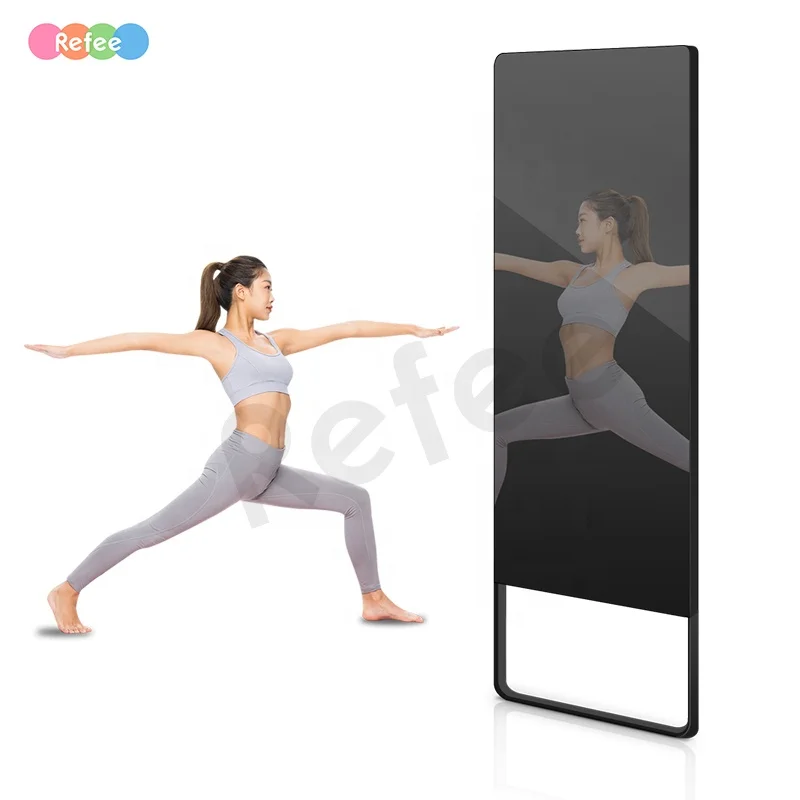 Modern Intelligent Interactive Mirror Smart Touch Screen Gym Workout Wall Mount WiFi Rectangle Design Metal LCD Display