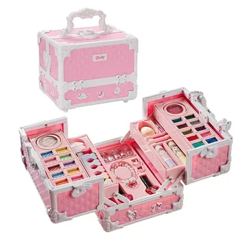 Christmas Birthday Gift Real Washable makeup set Non Toxic Play Princess Cosmetic Case kid girl Beauty Makeup set tool kit