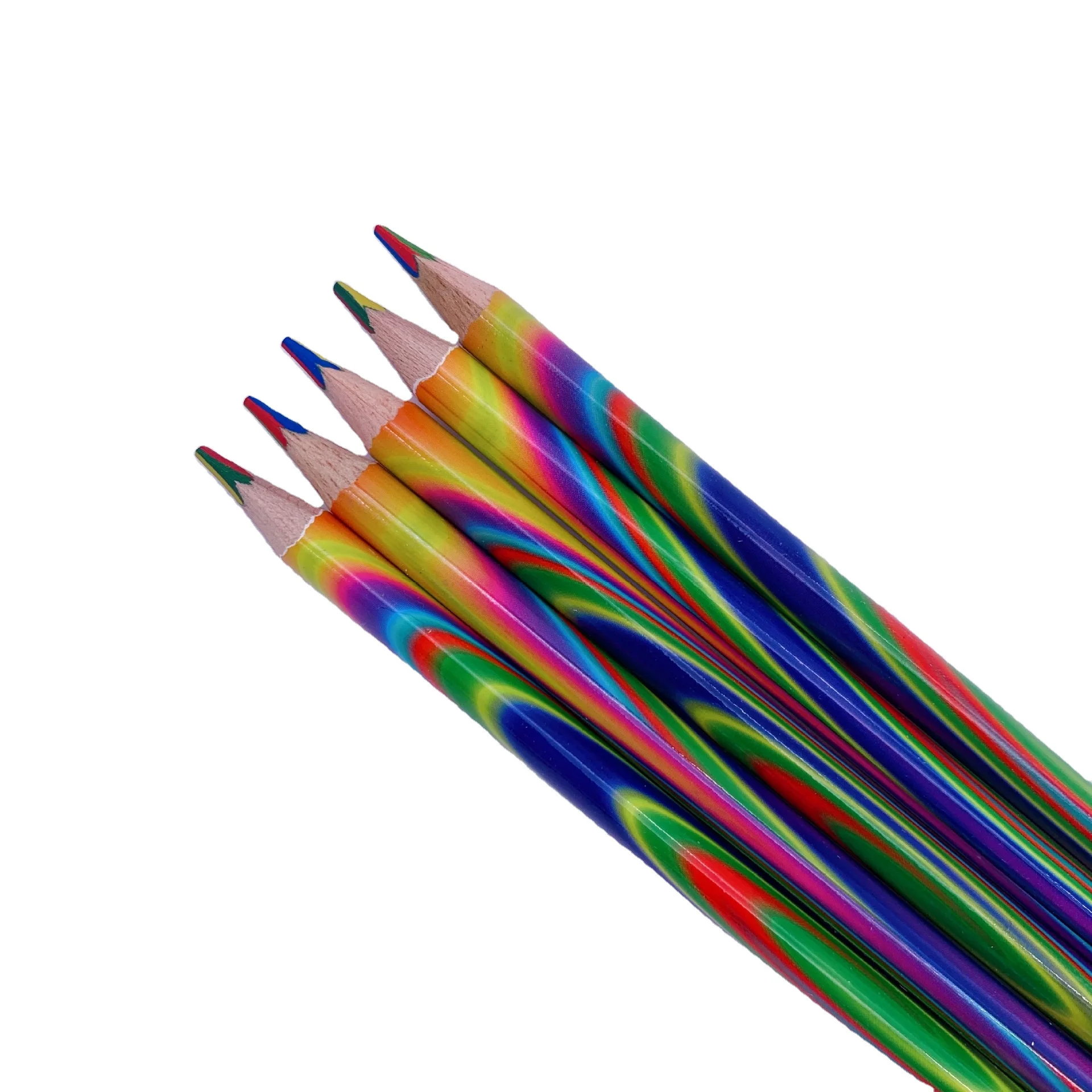 Разноцветный разноцветный деревянный карандаш 4 цвета в 1 свинцовый Радужный карандаш