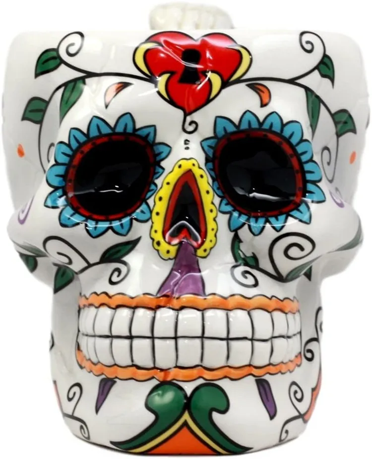 Hot selling customizable colorful Day of the Dead skeleton drinking cup home decoration, art mug